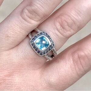 David Yurman Blue Topaz and Sapphire Petite Albion ring size 5